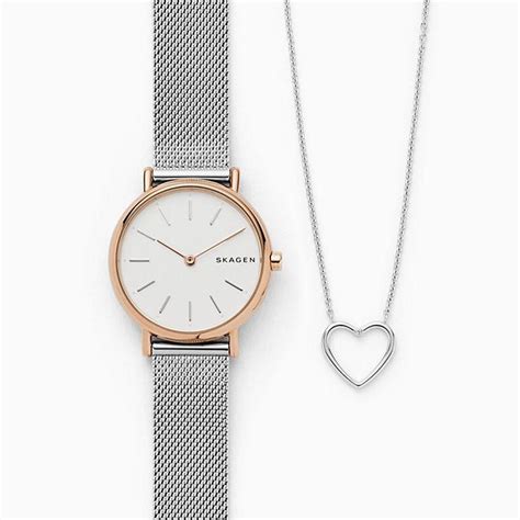 ancher steel-mesh watch and katrine necklace box set skw1086|Skagen Women's SKW1086 Ancher Steel.